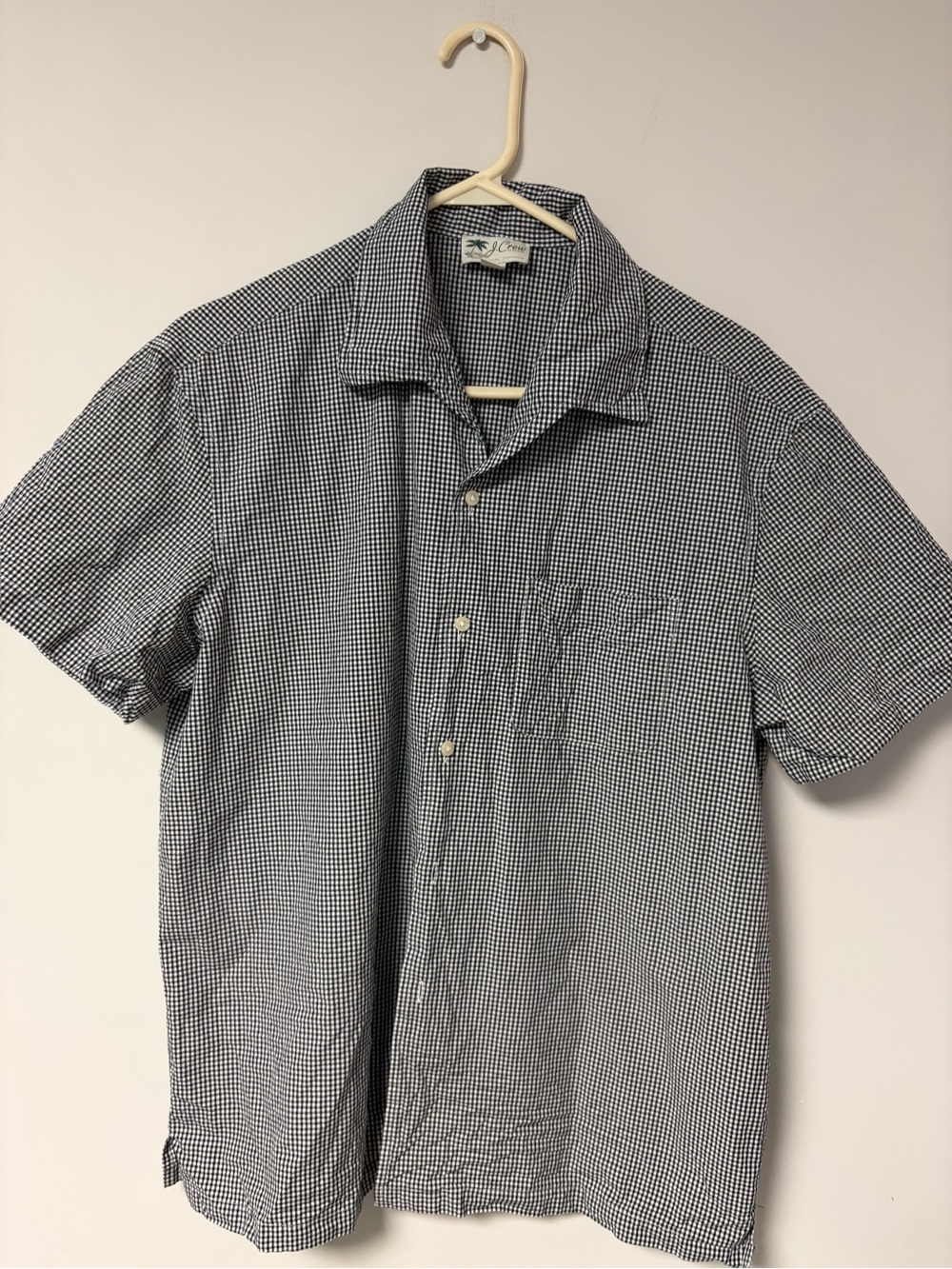 J. Crew Black and White Short-Sleeve Button-Down Shirt